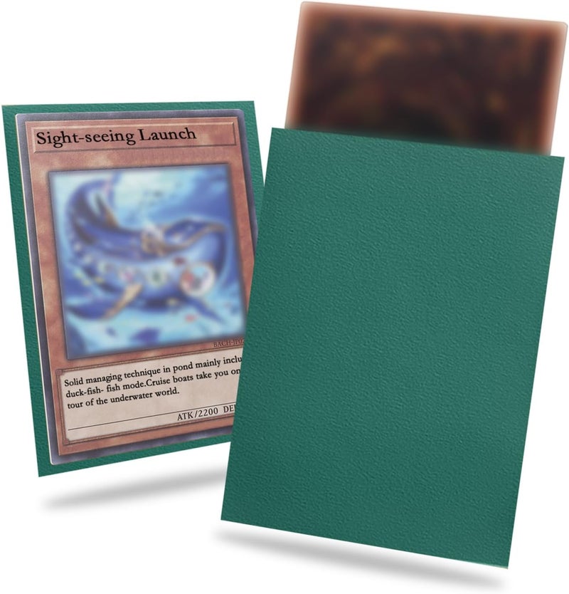 Fabmaker Green Card Sleeve 200 Pack Compatible with Yu-gi-oh Card Sleeve Japanese Small Card Sleeves Photocard Sleeves 62x89mm, Back Textured Perfect Shuffling, Protect Your Japanese Sized Never Tear - Image 1